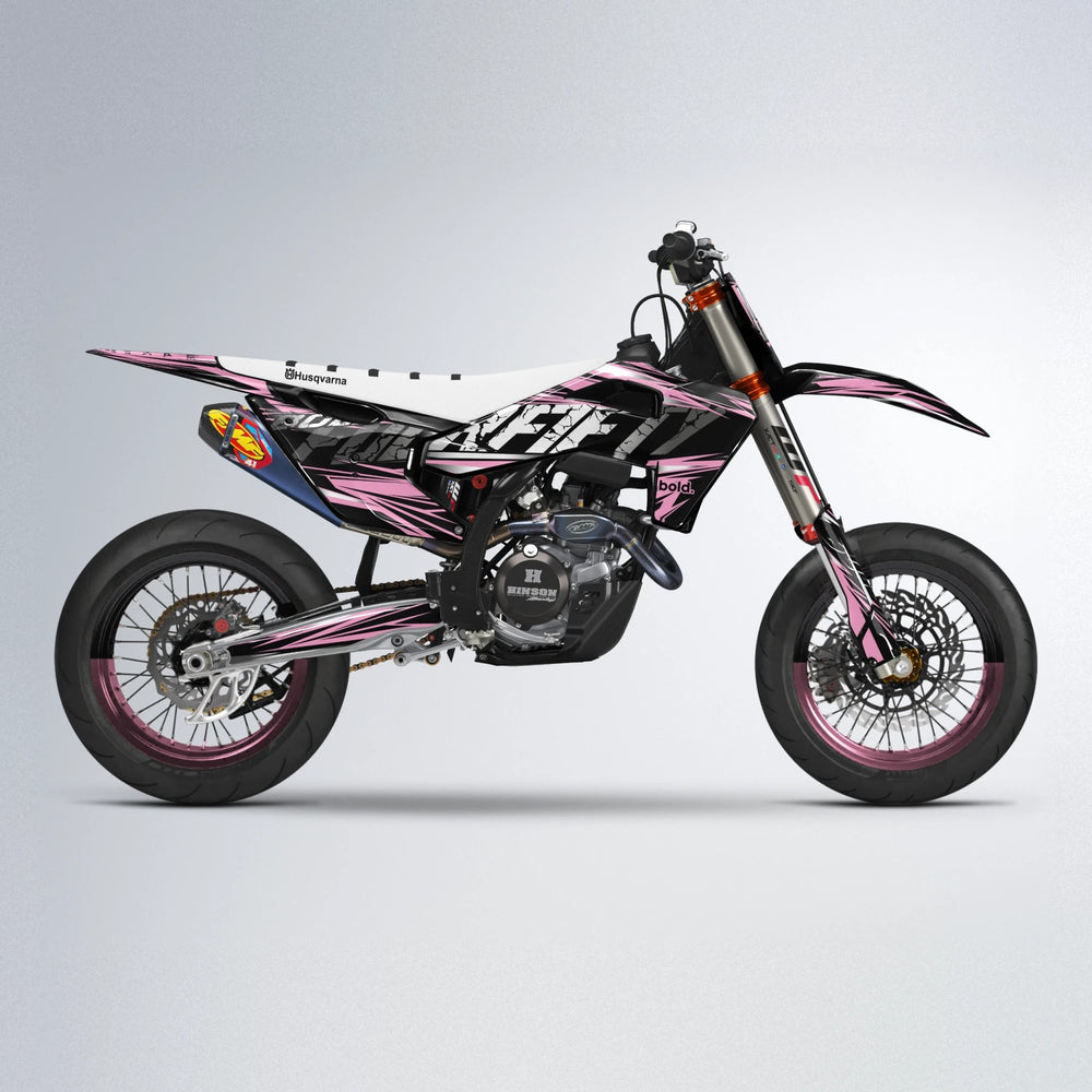 HYPER Husqvarna FE/TE supermoto graphics kit in Sakura Pink