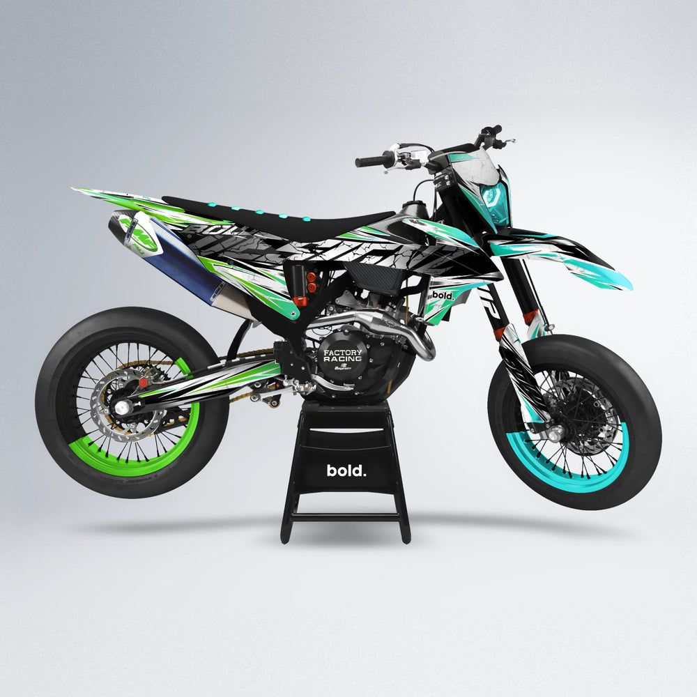 HYPER supermoto graphics kit in Cyan & Green