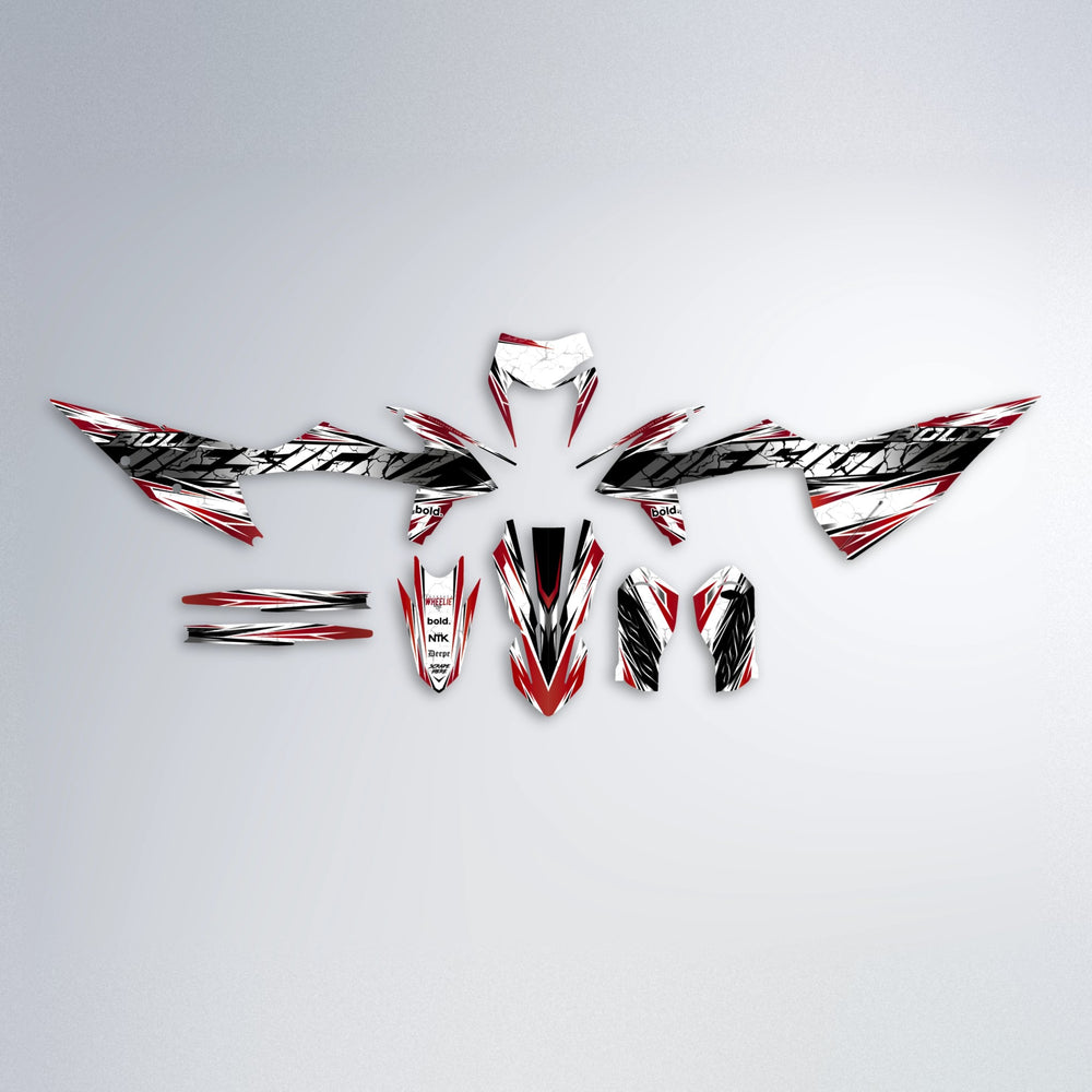 HYPER graphics kit parts layout in Red Chrome