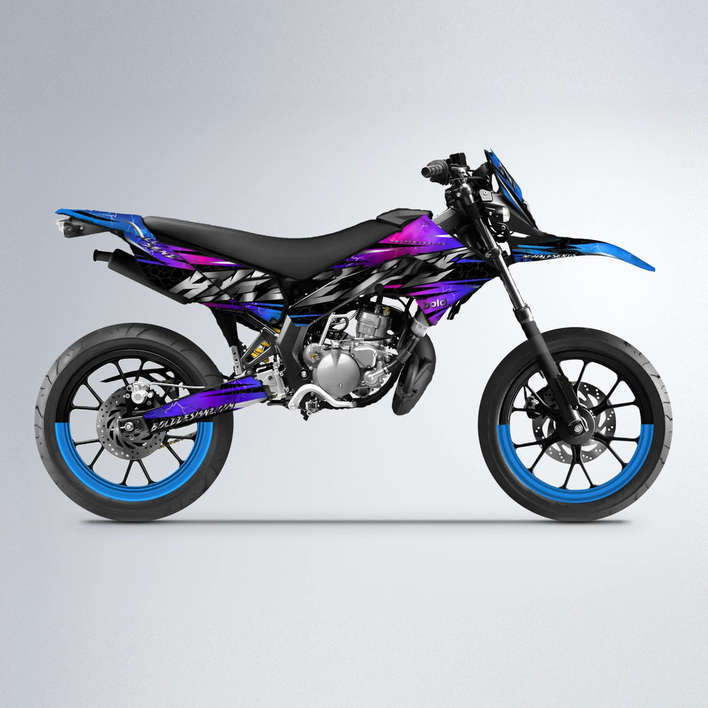 ILLUSION Derbi Senda supermoto graphics kit in Blue Purple Fade
