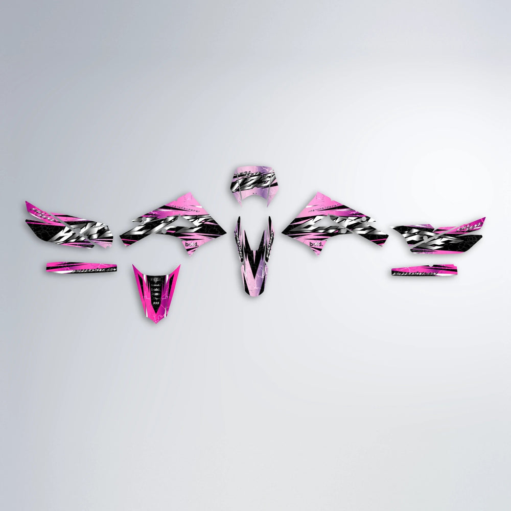 ILLUSION Derbi Senda graphics kit parts layout in Flamingo