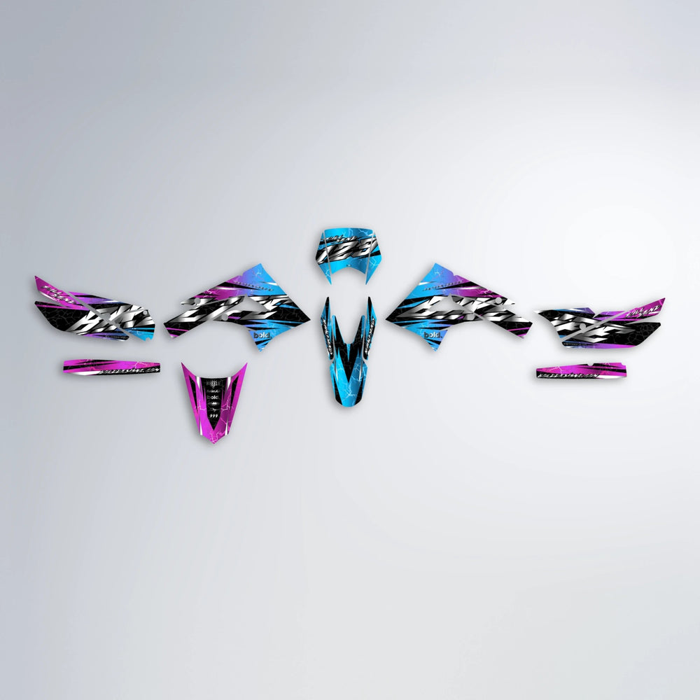 ILLUSION Derbi Senda graphics kit parts layout in Pink & Light Blue