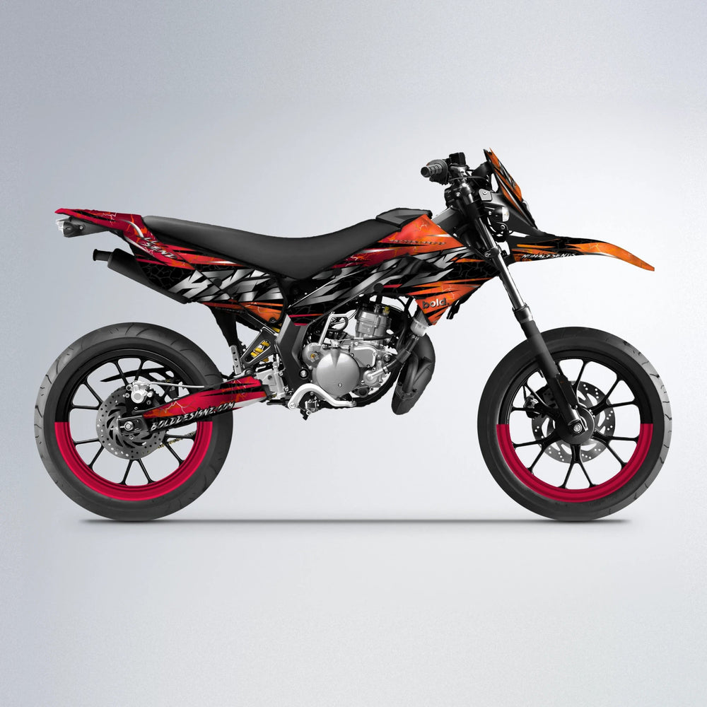 ILLUSION Derbi Senda supermoto graphics kit in Red & Orange
