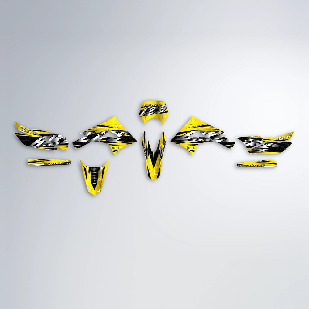 ILLUSION Derbi Senda graphics kit parts layout in Yellow