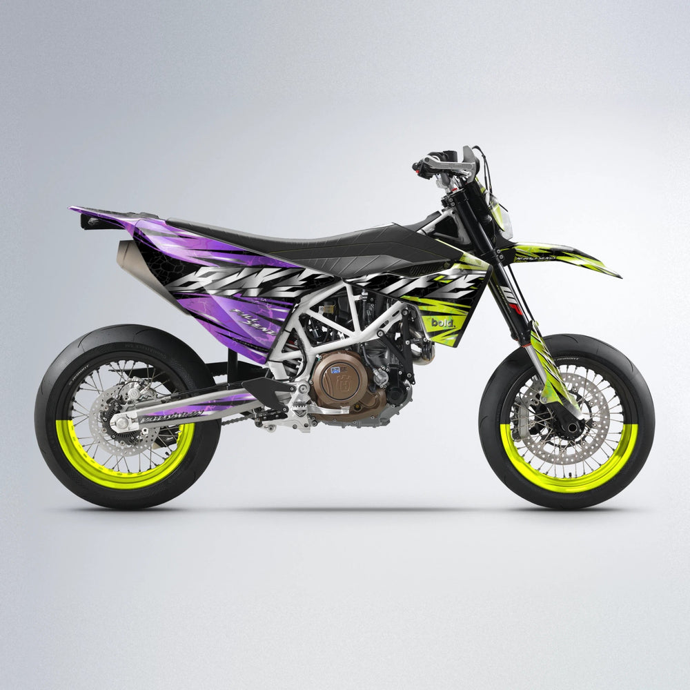 ILLUSION Husqvarna 701 supermoto graphics kit in Purple & Yellow