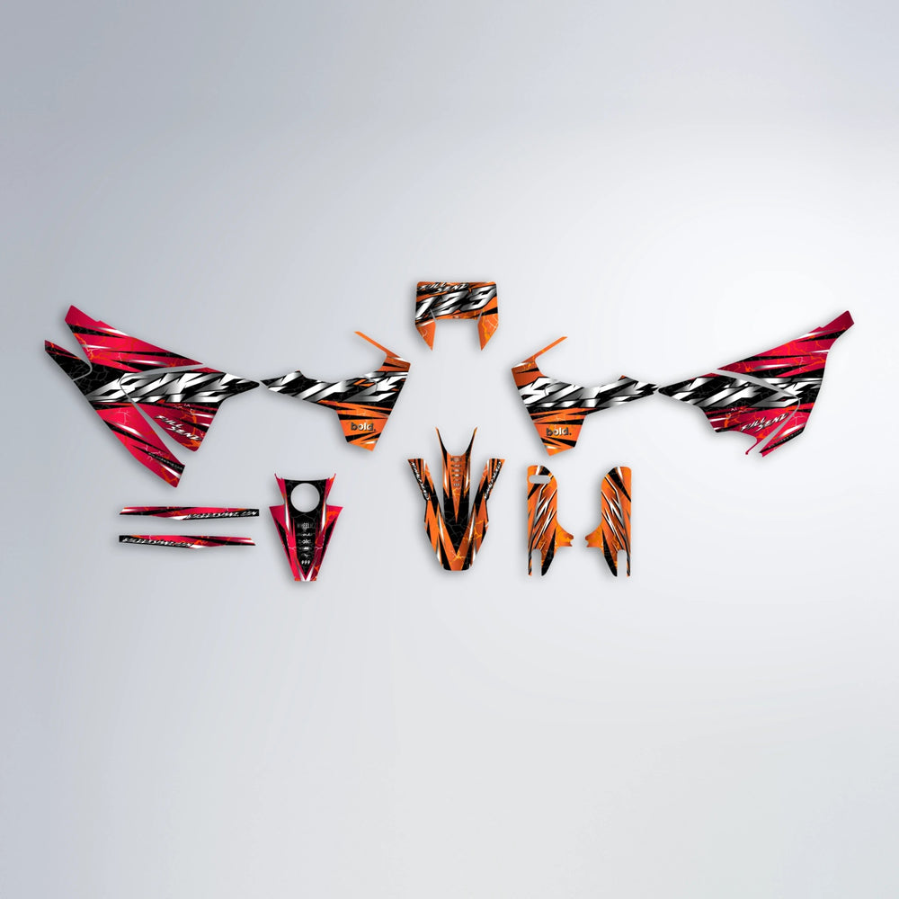 ILLUSION Husqvarna 701 graphics kit parts layout in Red & Orange