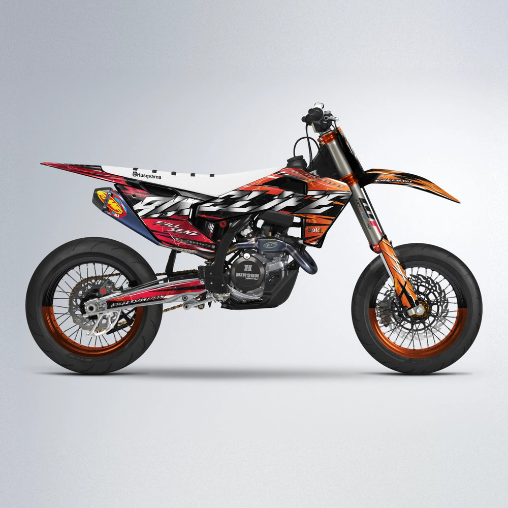 ILLUSION Husqvarna FE/TE supermoto graphics kit in Red & Orange