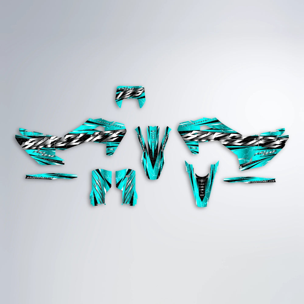 ILLUSION Husqvarna FE/TE graphics kit parts layout in Teal