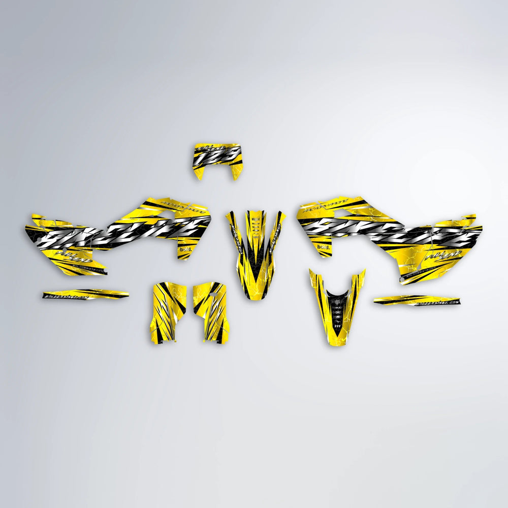 ILLUSION Husqvarna FE/TE graphics kit parts layout in Yellow