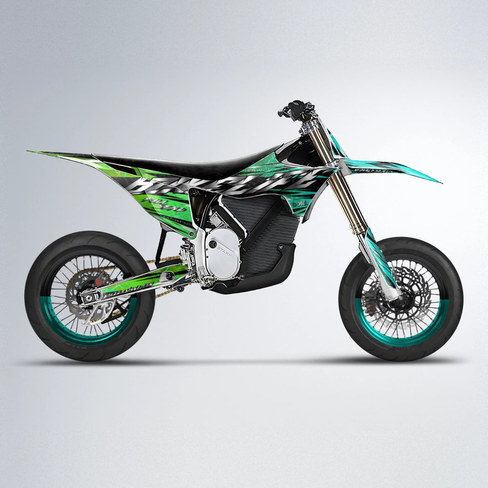 ILLUSION Stark Varg SM supermoto graphics kit in Cyan & Green