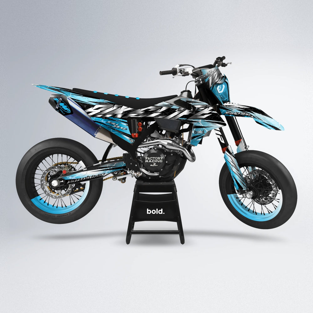 ILLUSION supermoto graphics kit in Light Blue & White