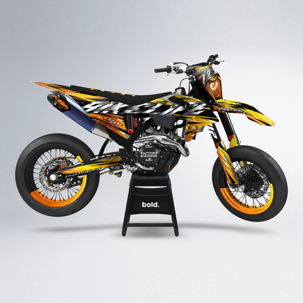ILLUSION supermoto graphics kit in Orange & Yellow