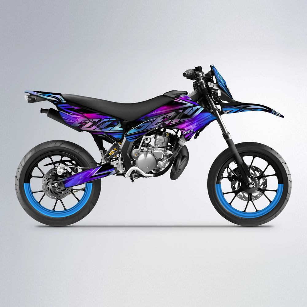 INFERNO Derbi Senda supermoto graphics kit in Blue Purple Fade