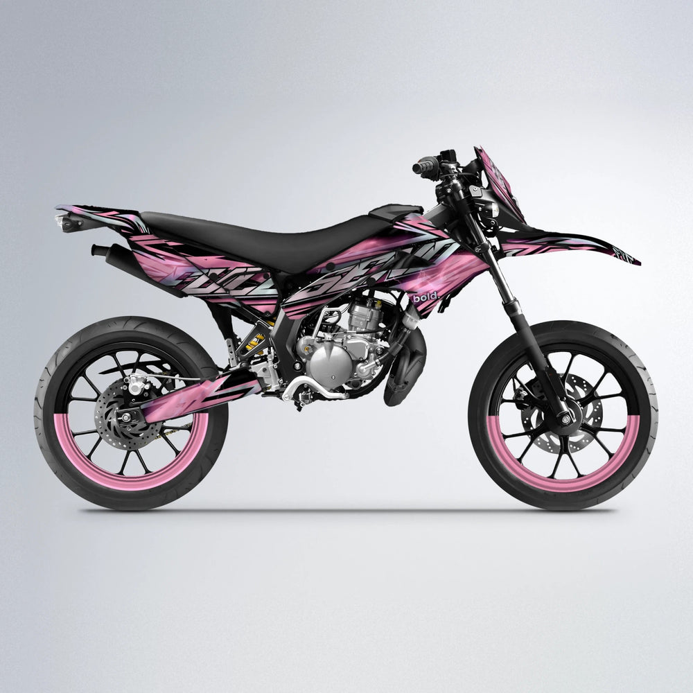 INFERNO Derbi Senda supermoto graphics kit in Sakura Pink