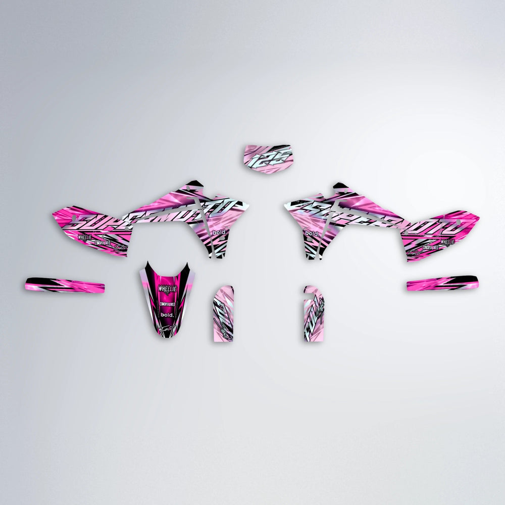 INFERNO Fantic graphics kit parts layout in Flamingo