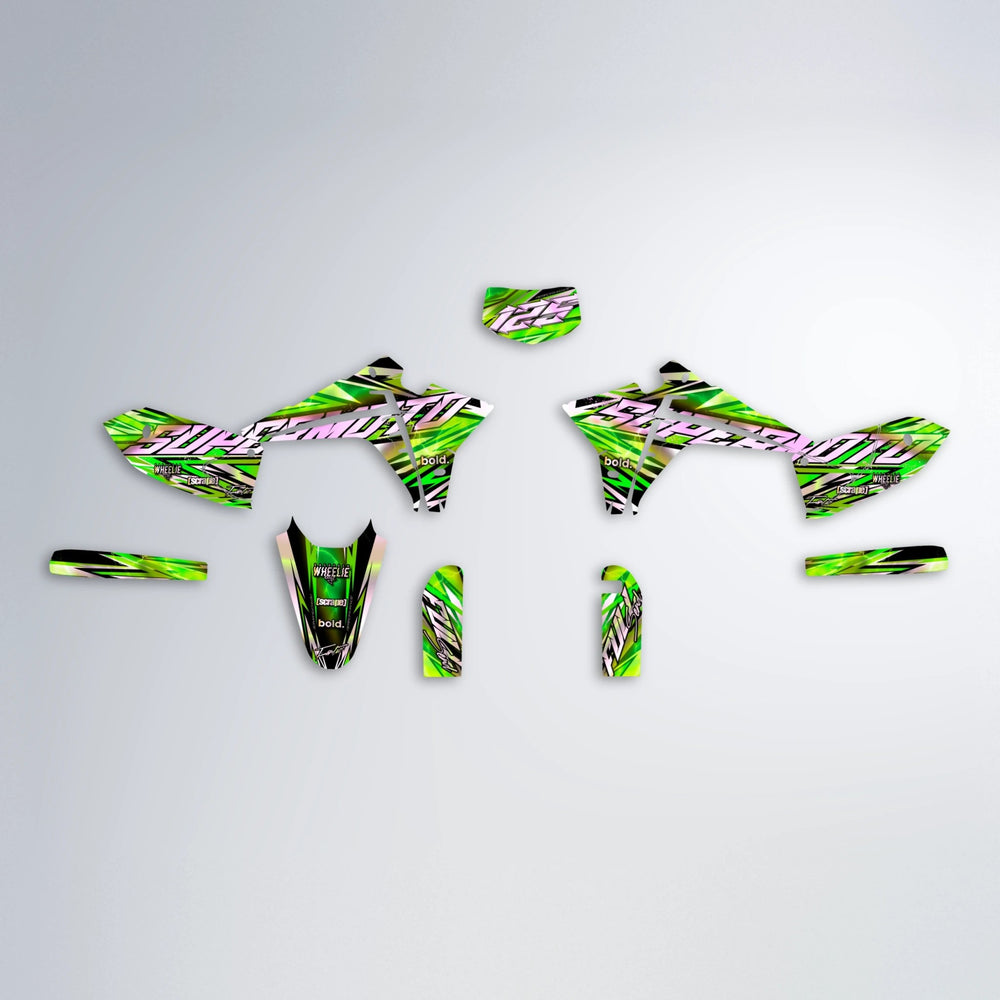 INFERNO Fantic graphics kit parts layout in Green