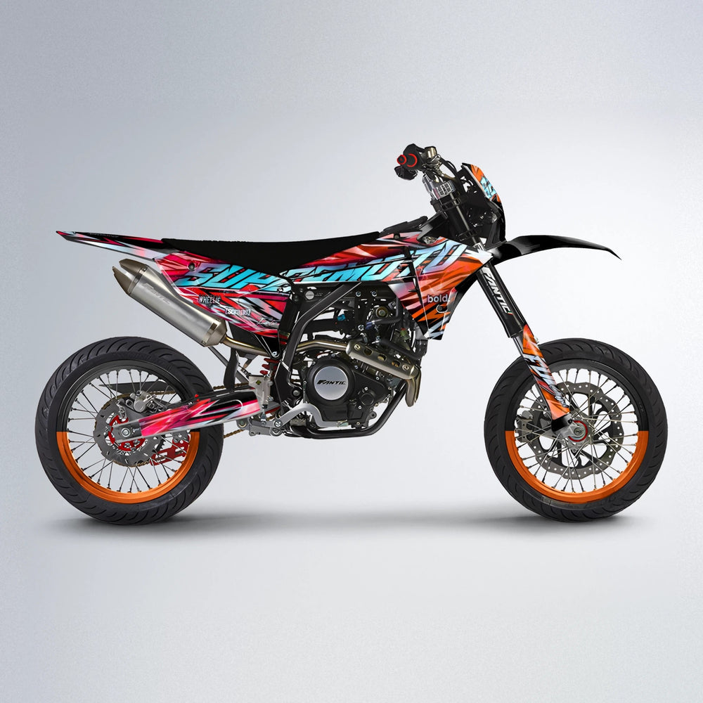 INFERNO Fantic supermoto graphics kit in Red & Orange