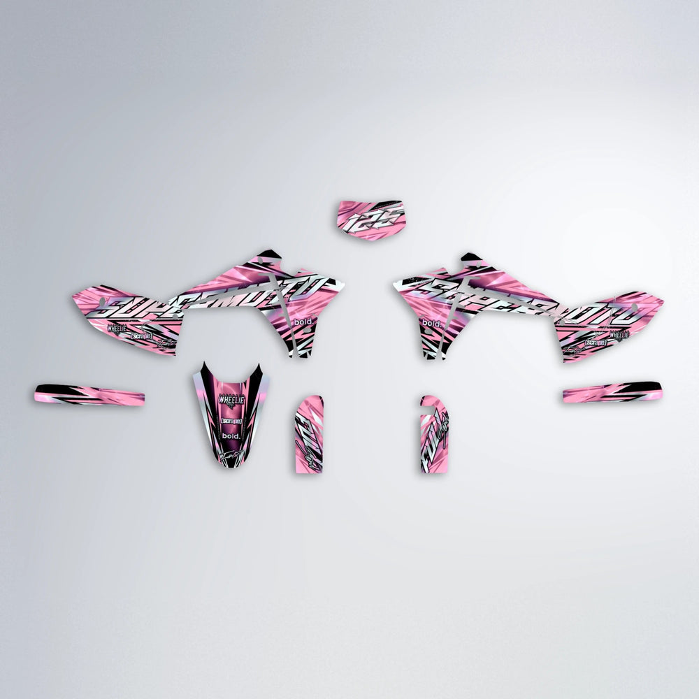 INFERNO Fantic graphics kit parts layout in Sakura Pink