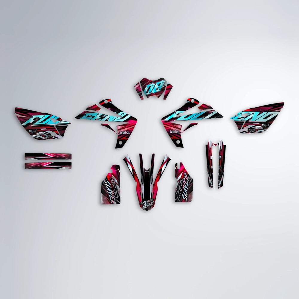 INFERNO Rieju MRT graphics kit parts layout in Black & Red