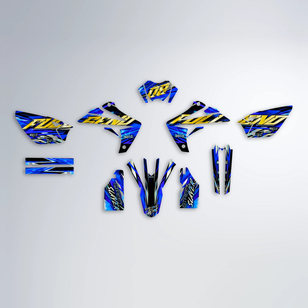 INFERNO Rieju MRT graphics kit parts layout in Blue