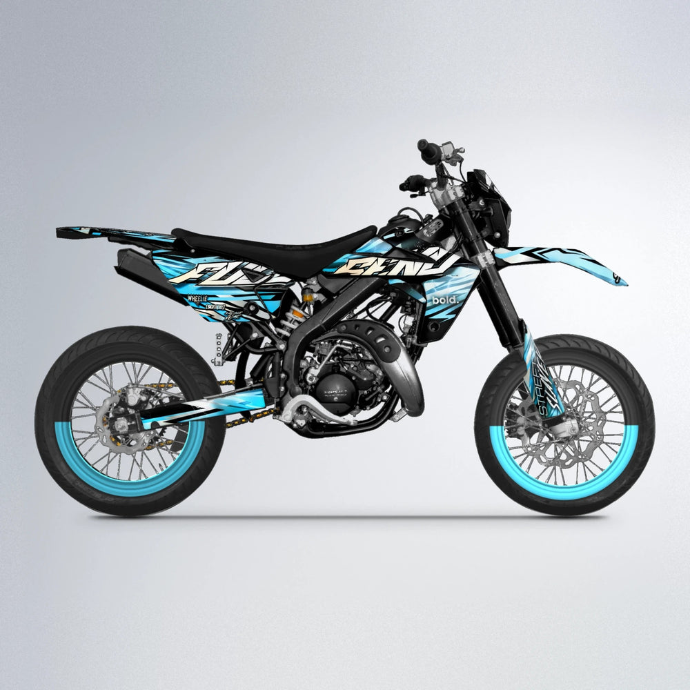 INFERNO Rieju MRT supermoto graphics kit in Light Blue & White