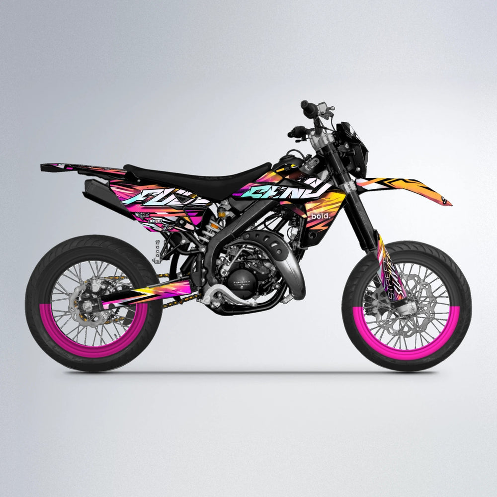 INFERNO Rieju MRT supermoto graphics kit in Pink & Yellow