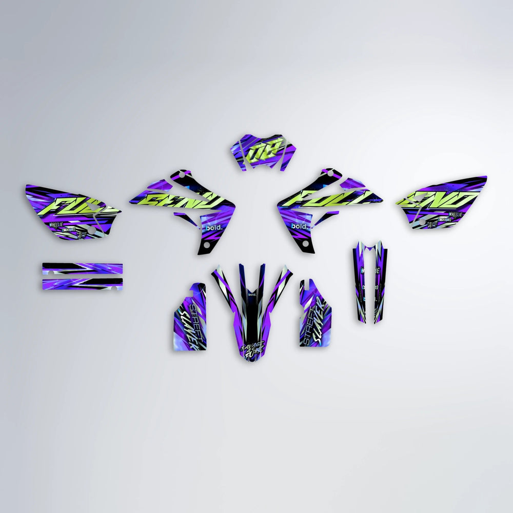 INFERNO Rieju MRT graphics kit parts layout in Purple