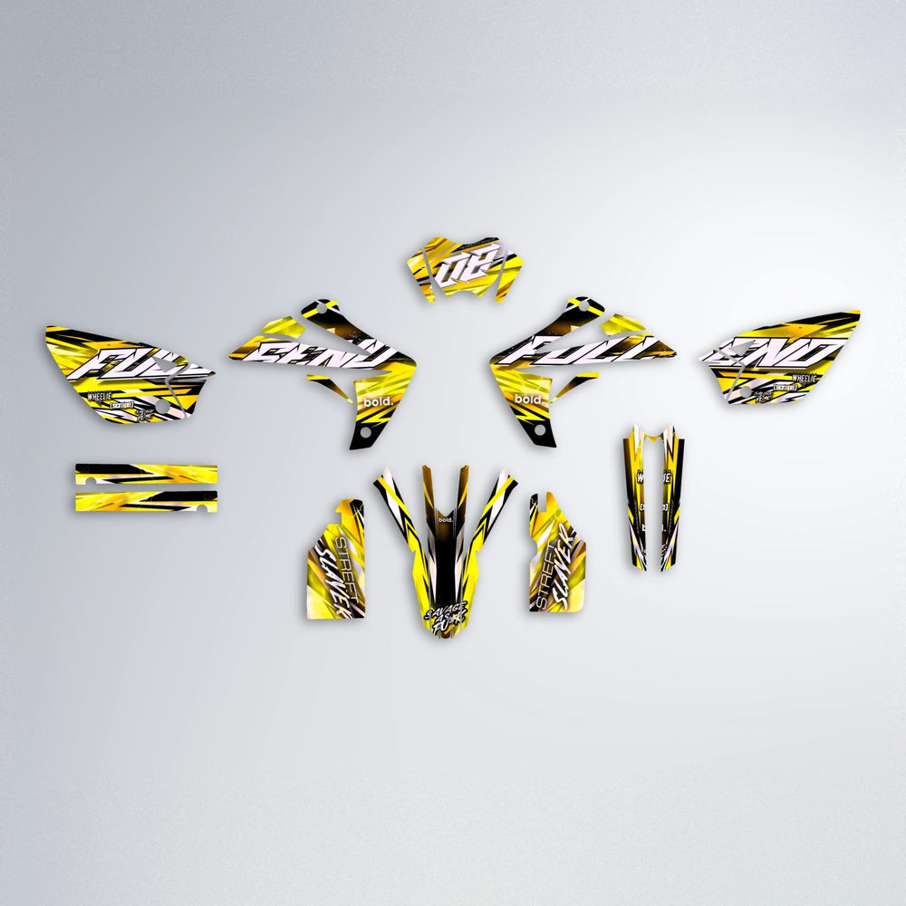 INFERNO Rieju MRT graphics kit parts layout in Yellow