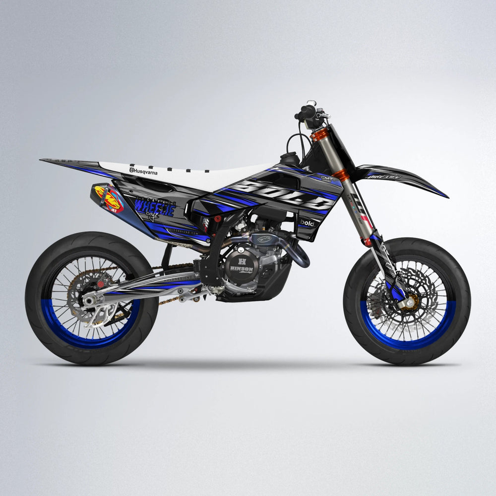 KLING Husqvarna FE/TE supermoto graphics kit in Blue