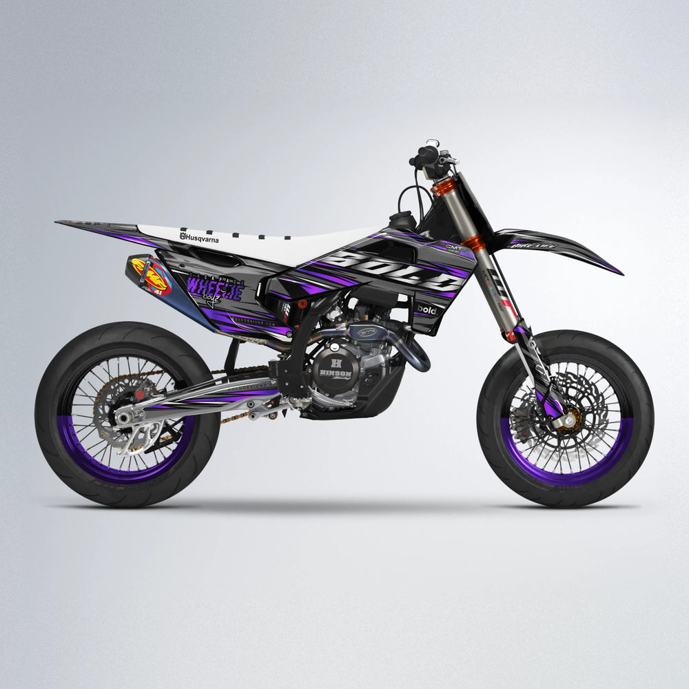 KLING Husqvarna FE/TE supermoto graphics kit in Purple