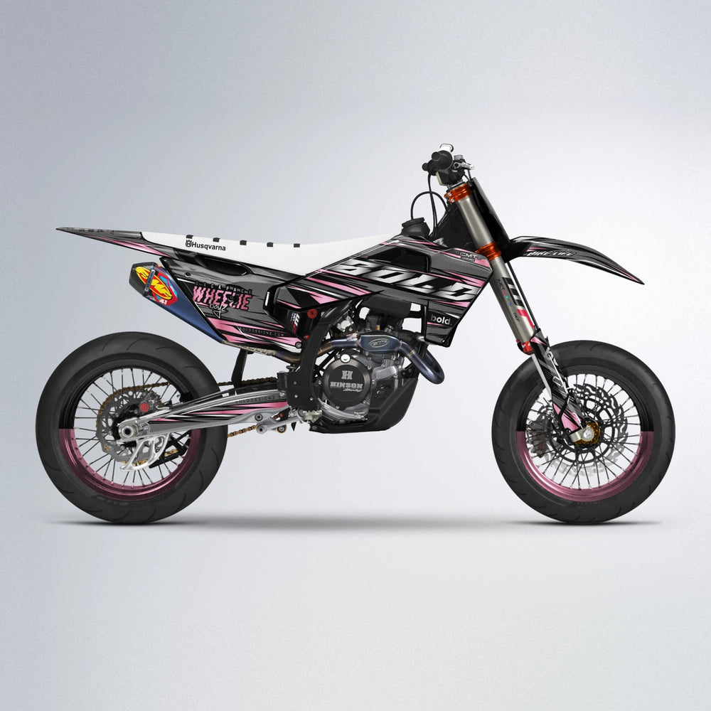 KLING Husqvarna FE/TE supermoto graphics kit in Sakura Pink