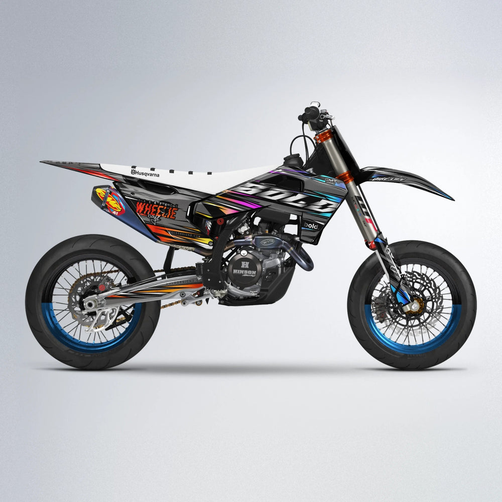 KLING Husqvarna FE/TE supermoto graphics kit in Sunset Fade