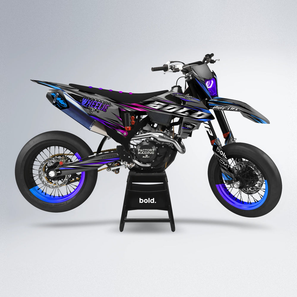 KLING supermoto graphics kit in Blue Purple Fade