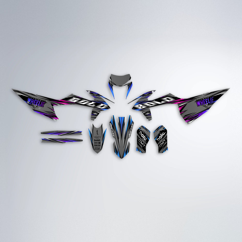 KLING graphics kit parts layout in Blue Purple Fade