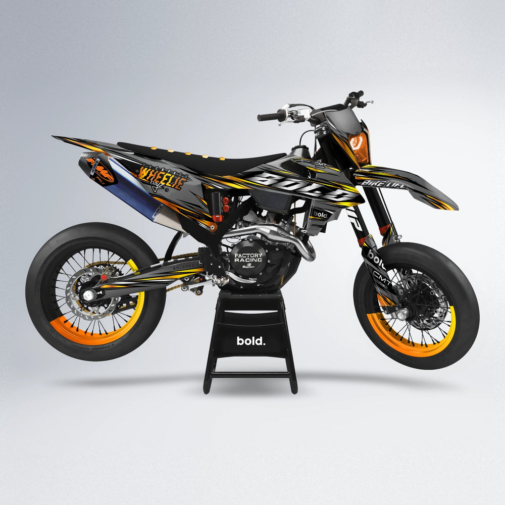 KLING supermoto graphics kit in Orange & Yellow