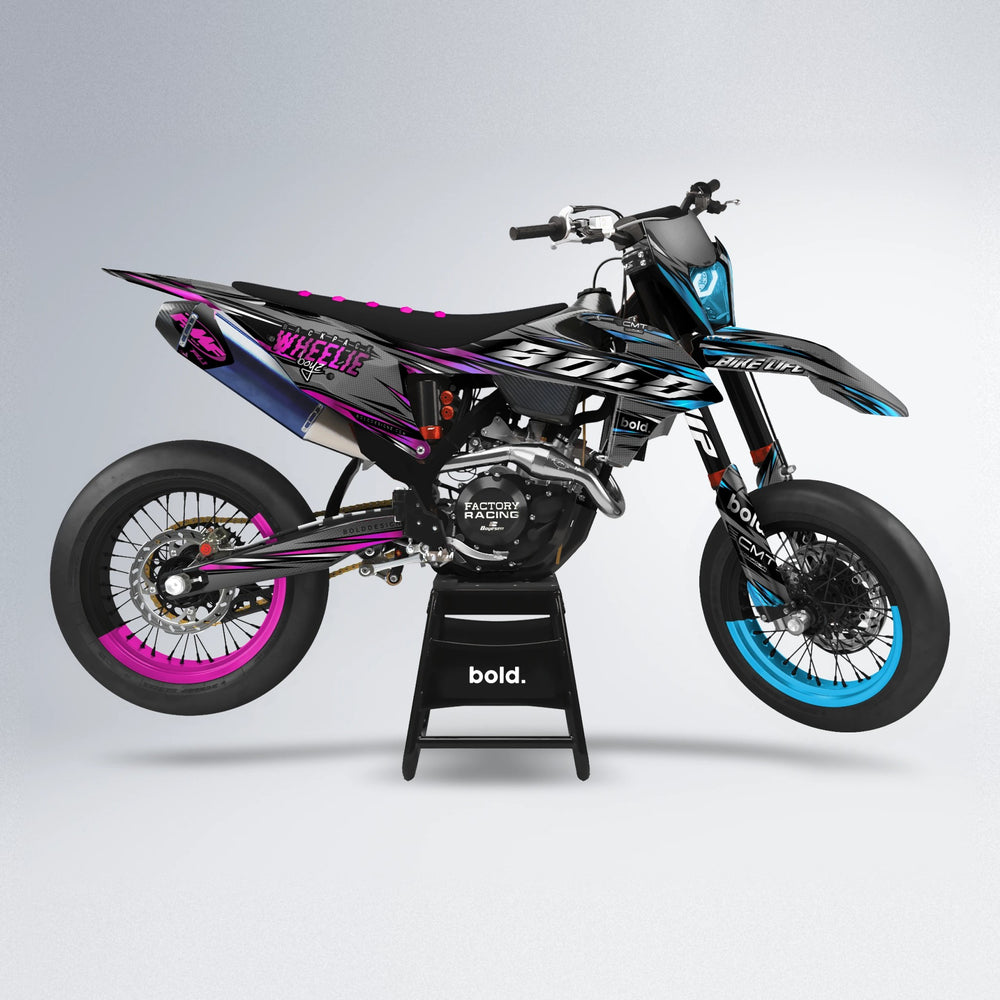KLING supermoto graphics kit in Pink & Light Blue