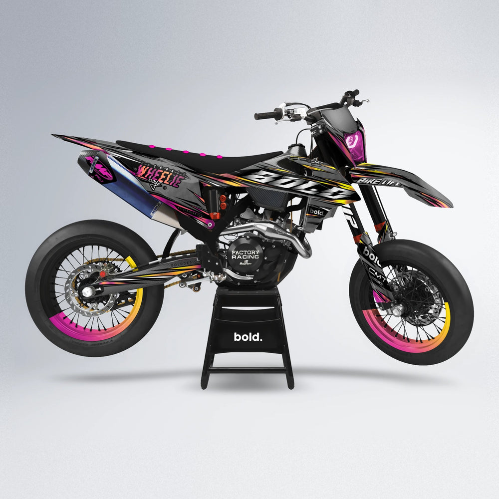 KLING supermoto graphics kit in Pink & Yellow