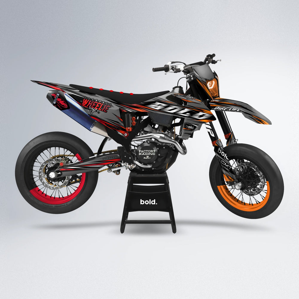 KLING supermoto graphics kit in Red & Orange