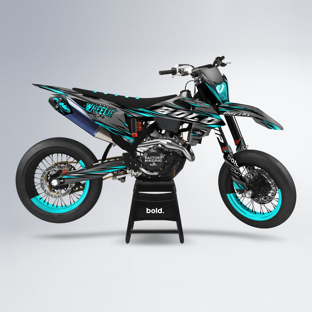 KLING supermoto graphics kit in Teal