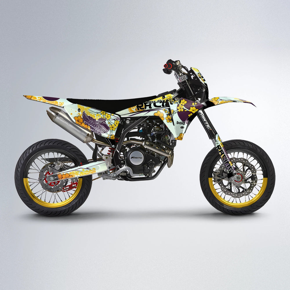 KOI Fantic supermoto graphics kit in Orange & Yellow
