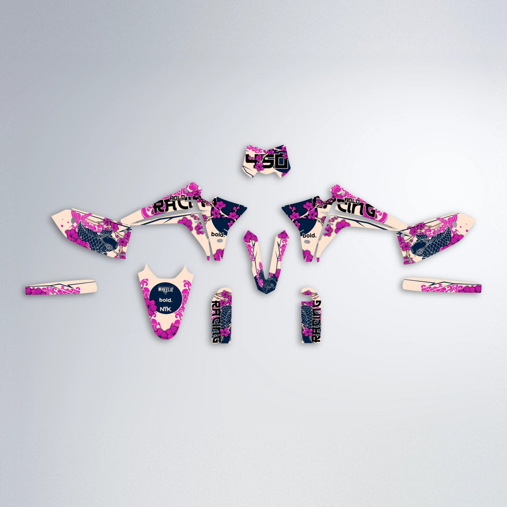 KOI Fantic graphics kit parts layout in Pink