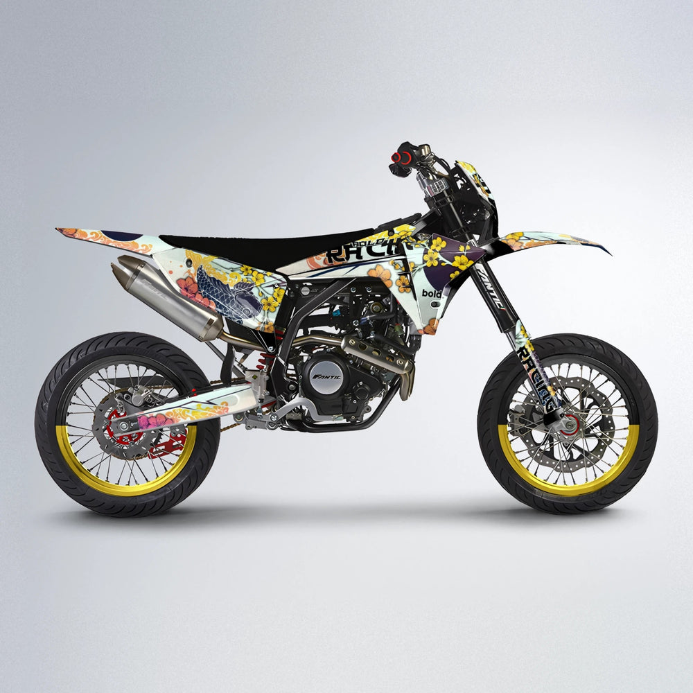 KOI Fantic supermoto graphics kit in Pink & Yellow