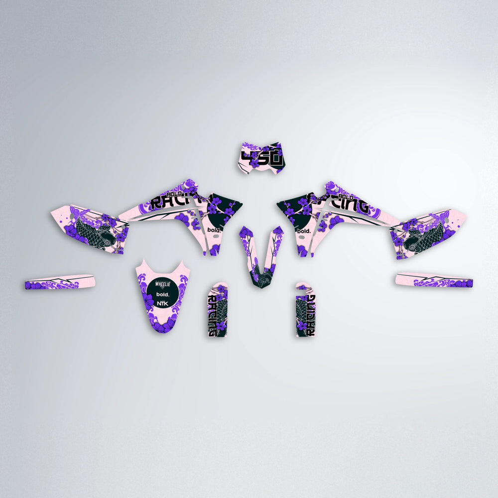 KOI Fantic graphics kit parts layout in Purple