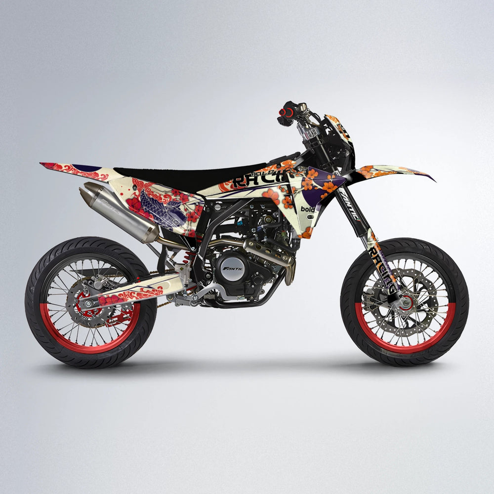 KOI Fantic supermoto graphics kit in Red & Orange