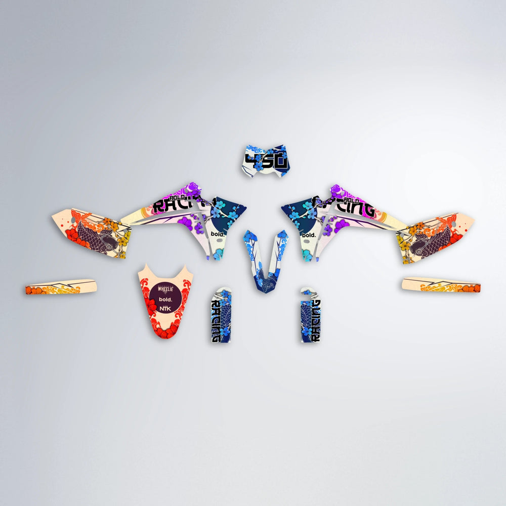 KOI Fantic graphics kit parts layout in Sunset Fade