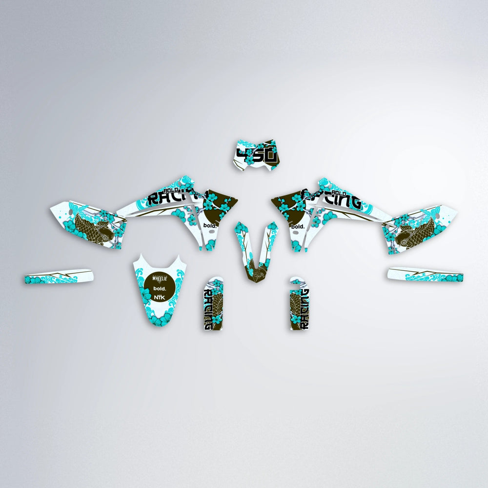 KOI Fantic graphics kit parts layout in Teal