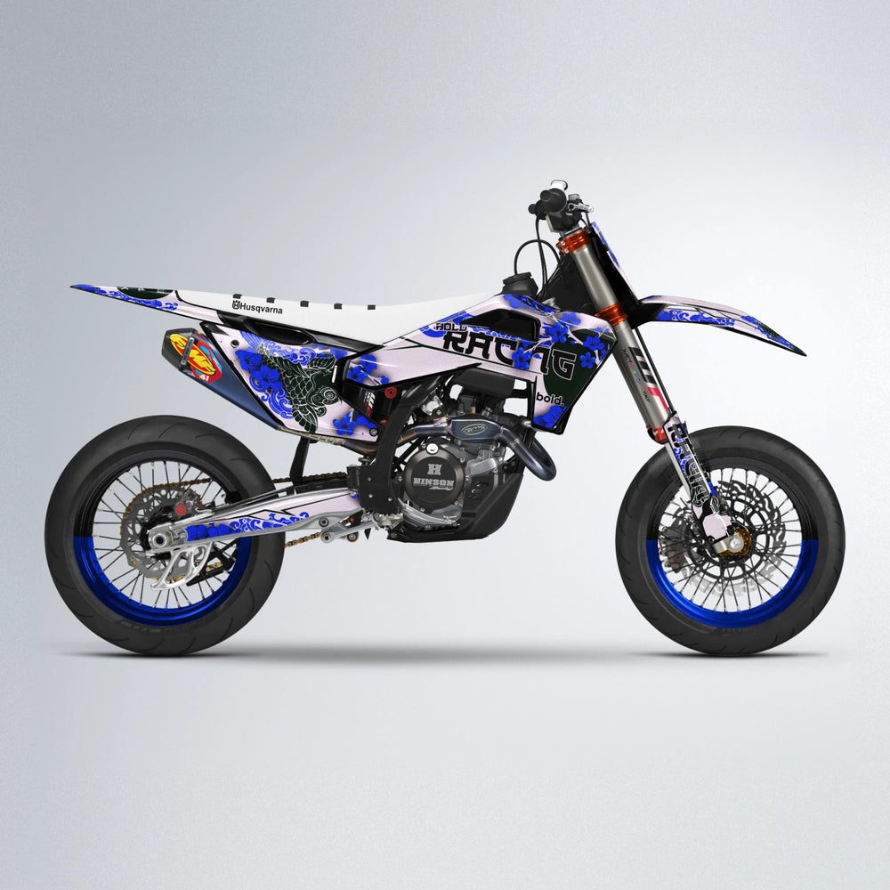 KOI Husqvarna FE/TE supermoto graphics kit in Blue