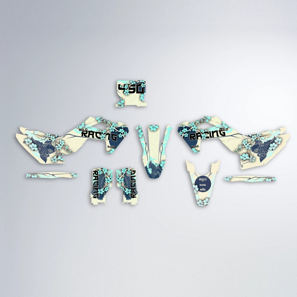 KOI Husqvarna FE/TE graphics kit parts layout in Mint