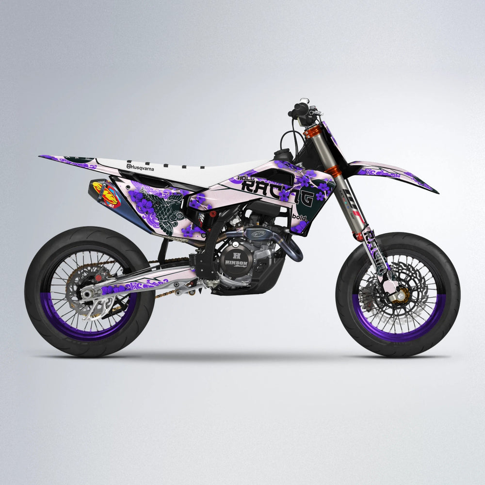 KOI Husqvarna FE/TE supermoto graphics kit in Purple