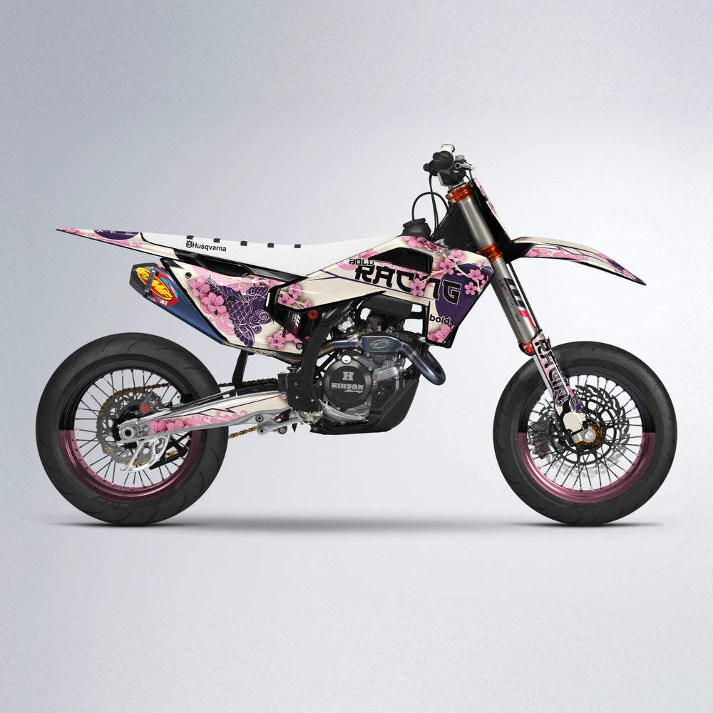 KOI Husqvarna FE/TE supermoto graphics kit in Sakura Pink